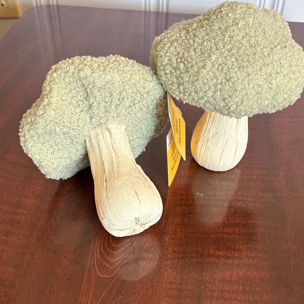 Decorative Green White Fabric Mushrooms